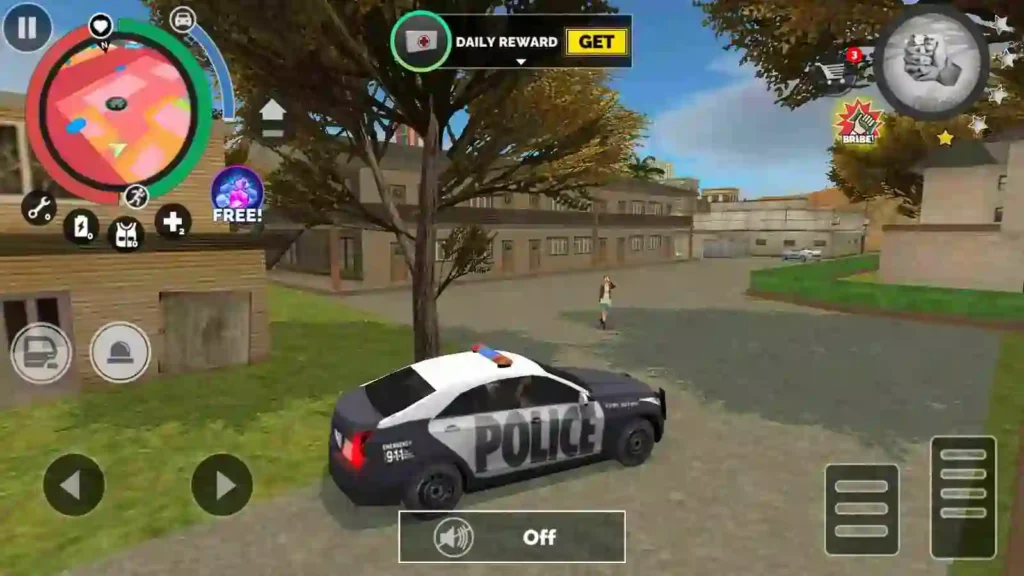 a police car parking on a street in a video game